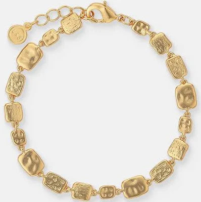 Hammered Plate 18K Gold Bracelet