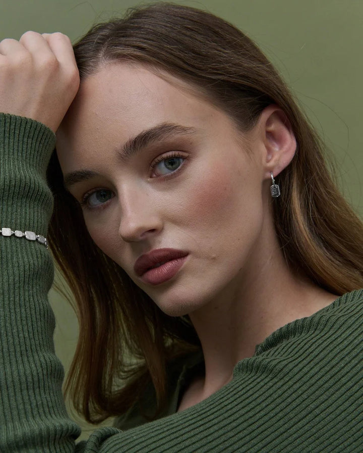 Hammered Drop Sterling Silver Plated Earrings