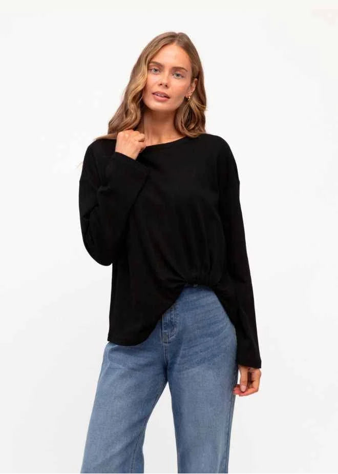 Easy Tuck Long Sleeve Tee Black