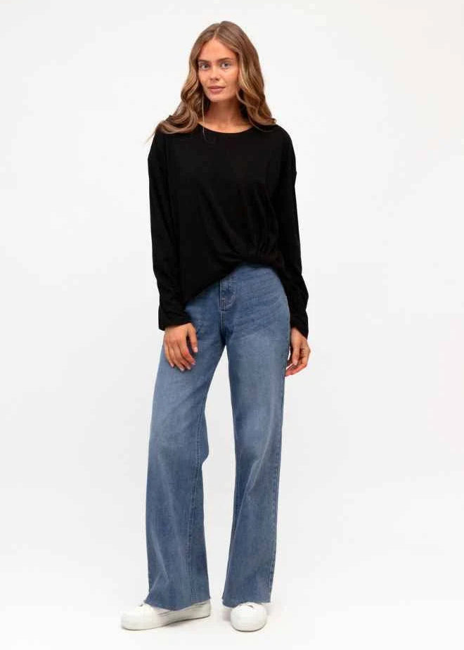Easy Tuck Long Sleeve Tee Black
