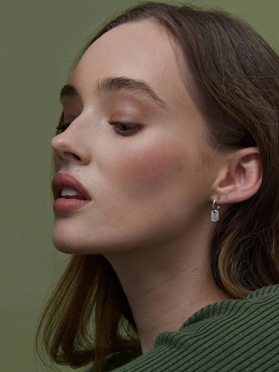 Hammered Drop Sterling Silver Plated Earrings