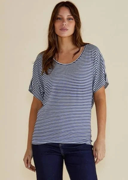 Maui Tee Navy Stripe