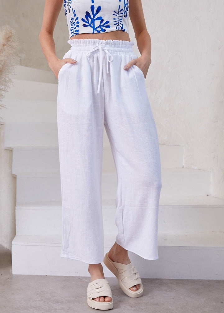 Sophia Linen Pant - White