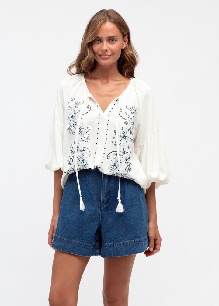 Amy Embroided Top Ivory