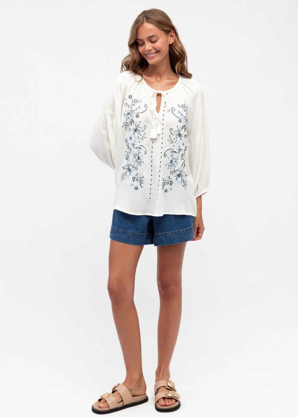 Amy Embroided Top Ivory