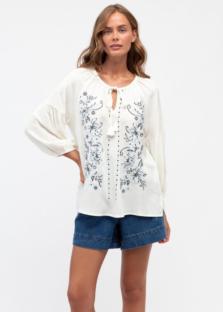 Amy Embroided Top Ivory