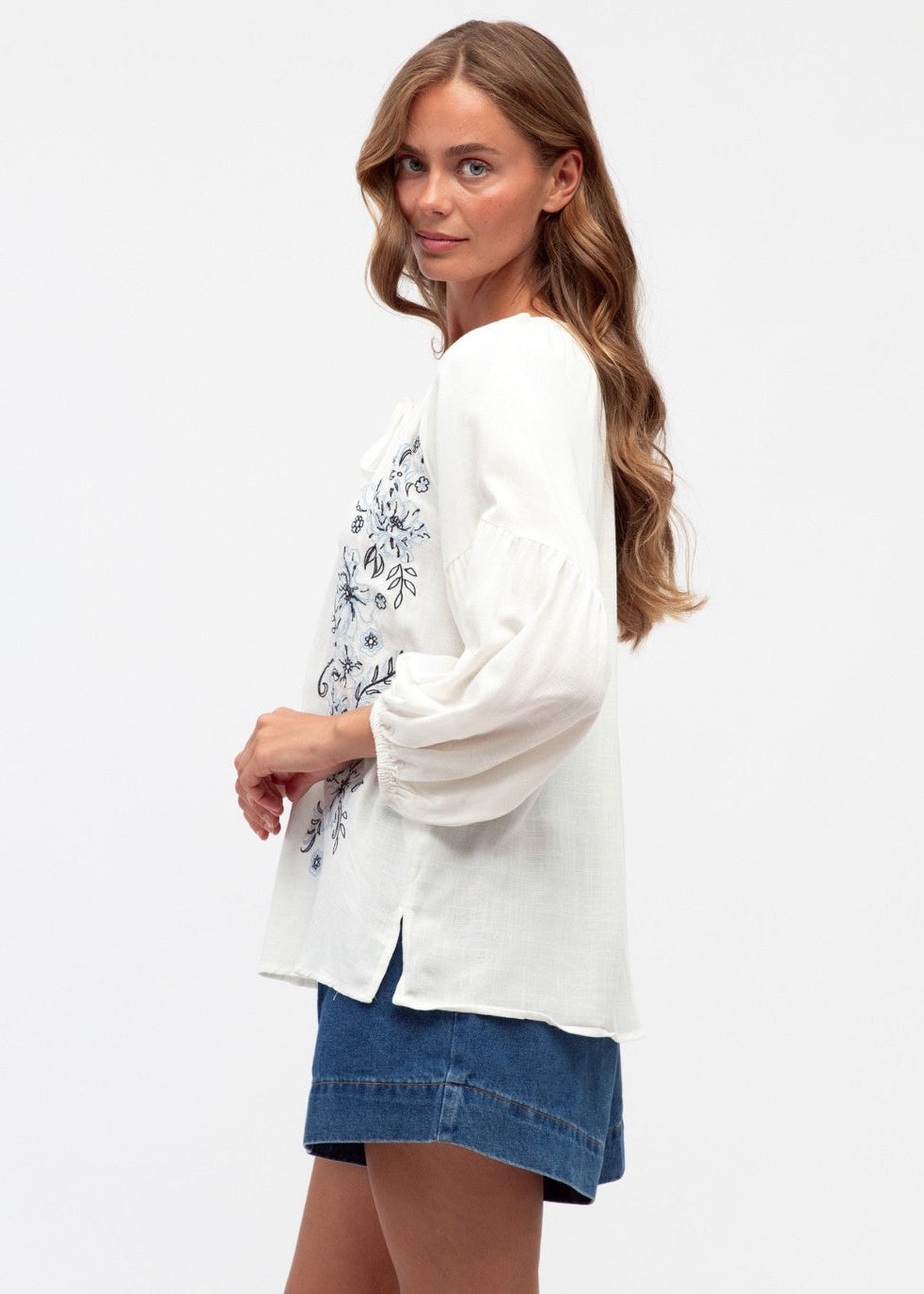 Amy Embroided Top Ivory