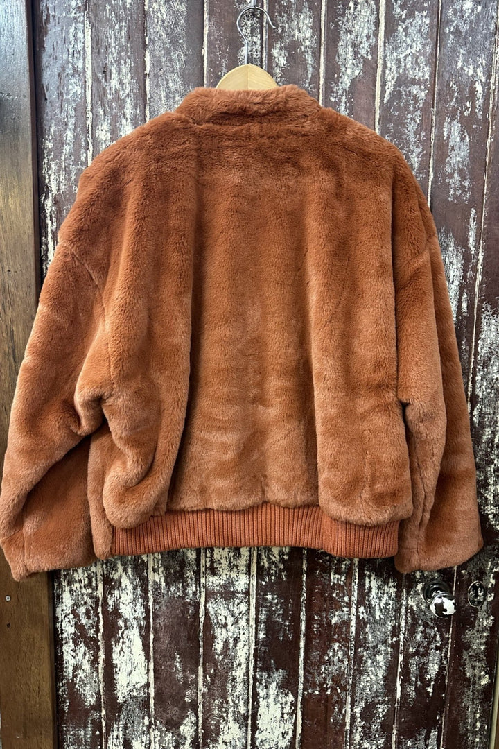 Ministry Faux Fur Bomber Jacket - Rust