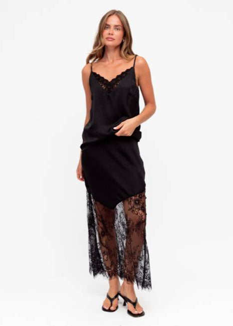 Liberty Lace Trim Cami Black