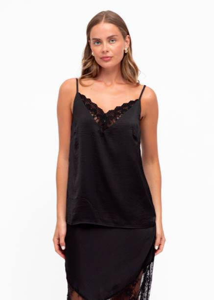 Liberty Lace Trim Cami Black