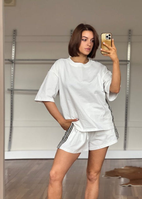 Straight Down the Line Shorts White