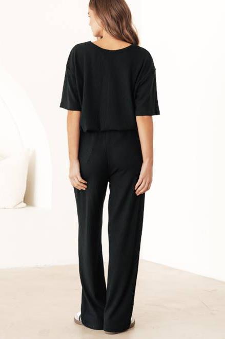 Emmie Ribbed Slouch Pant Black