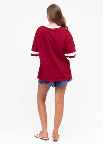 Sorority Oversized Boyfriend Tee Wine