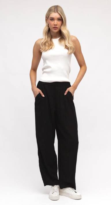 Linen Luxe' Weekender Pant Black