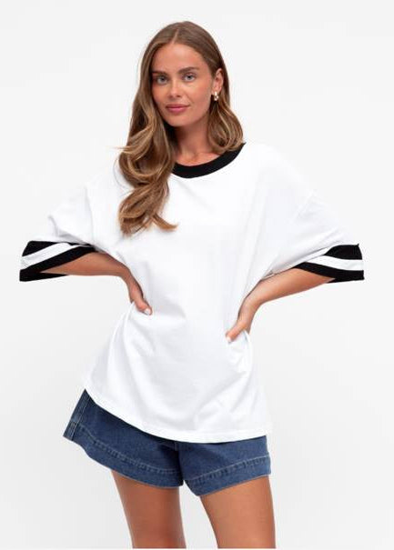 Sorority Oversized Boyfriend Tee White