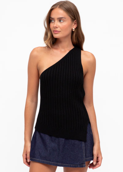 Addie One Shoulder Rib Knit Tank