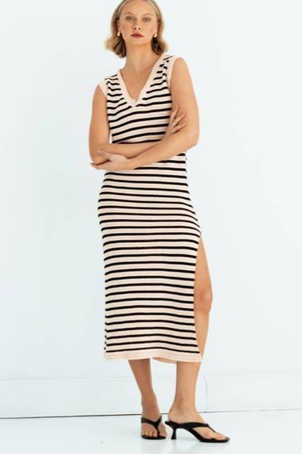 Sumatra Stripe Knit Maxi Dress