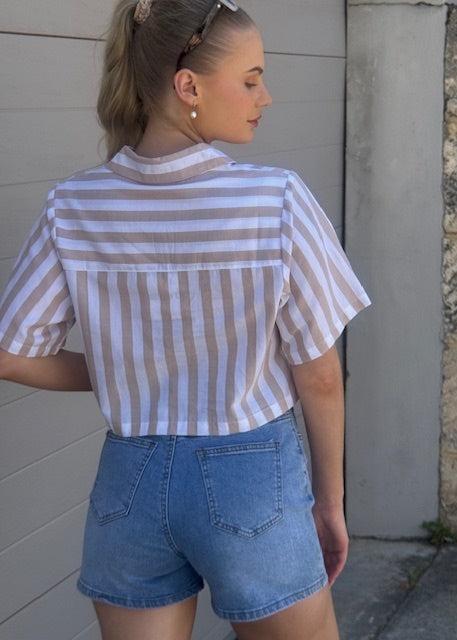 Louisa Stripe Crop Shirt