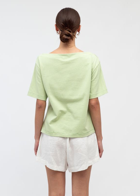 Jenna Boat Neck Tee Matcha