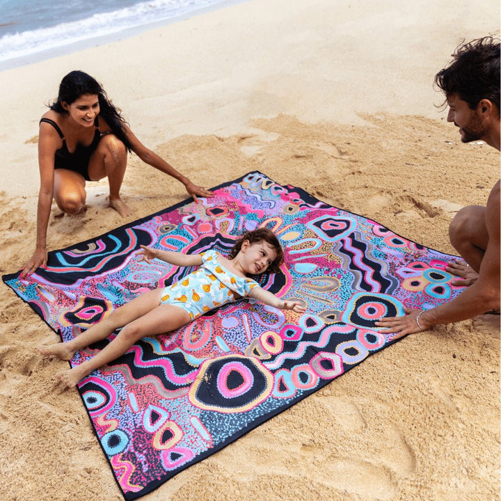 XL CAMPING UNDER THE MOONLIGHT - SAND FREE BEACH TOWEL