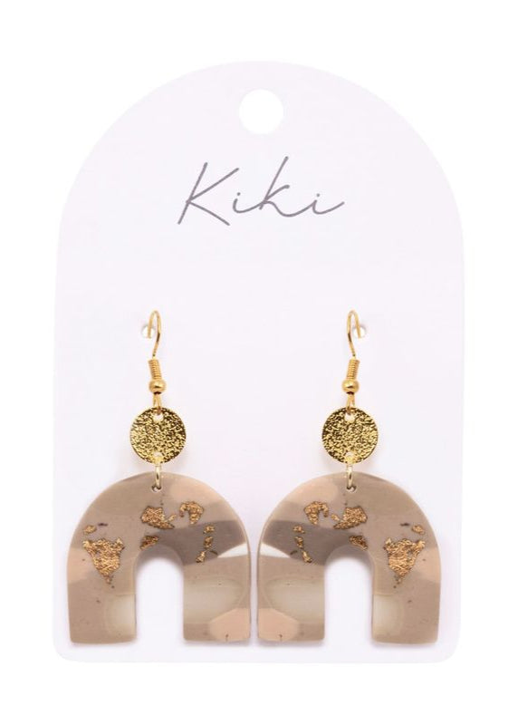 KiKi Beige Shimmer Arch Earrings