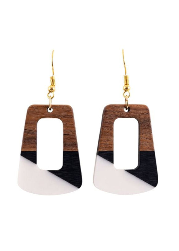 KiKi Geo Wood Rectangles Earrings