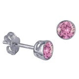 SS 4mm CZ Bezel Set Birthstone Studs