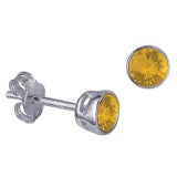 SS 4mm CZ Bezel Set Birthstone Studs