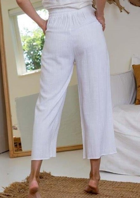 Sophia Linen Pant - White