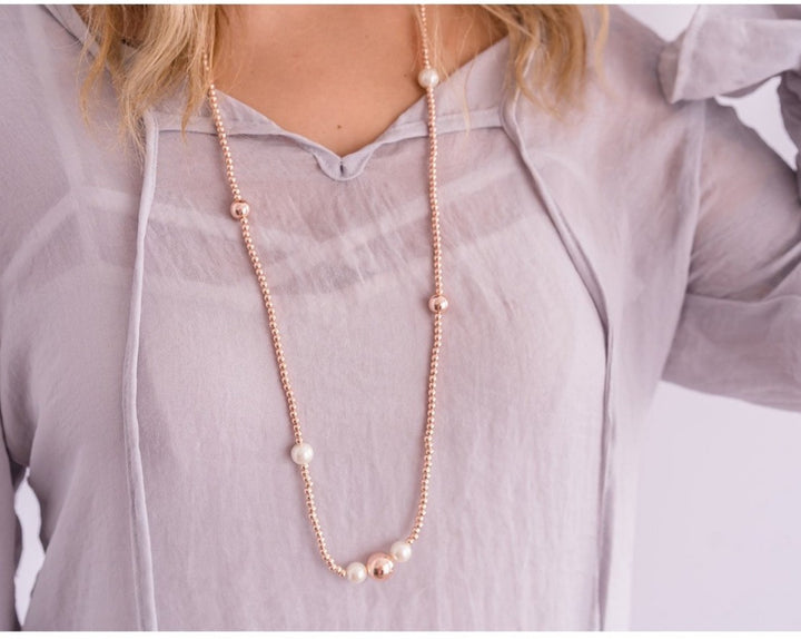 LillyCo Rose Gold & Pearl Necklace