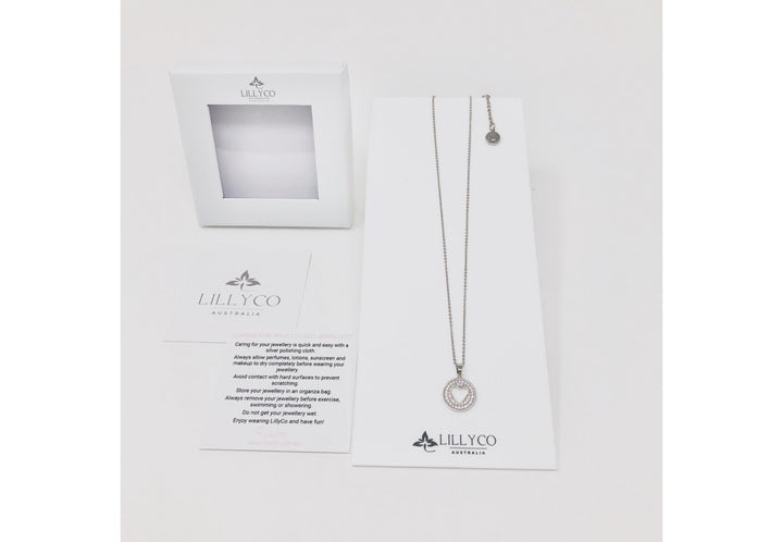 LillyCo Fine Silver Crystal Heart Necklace