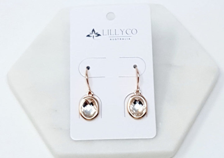 Fine - Rose Gold Round Crystal Earring