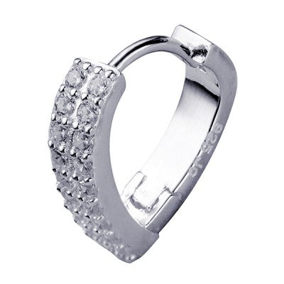 S/S White Cz 'V' Shape Huggies
