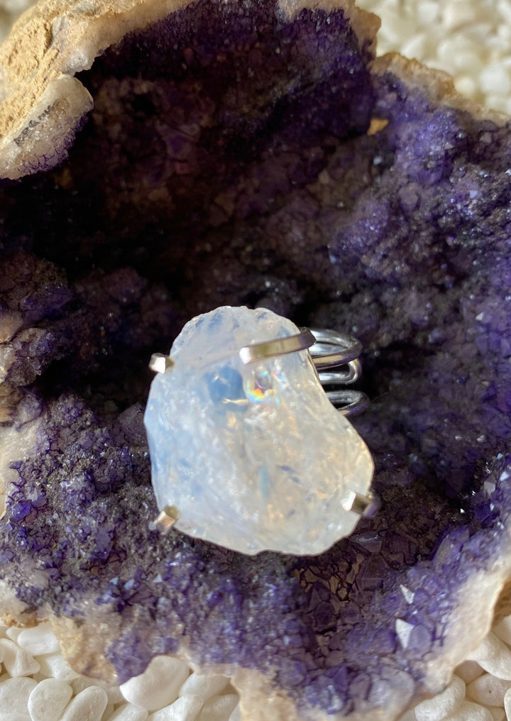 Moonstone Adjustable Ring - Silver