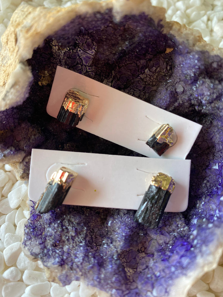 Black Tourmaline Stud Earrings