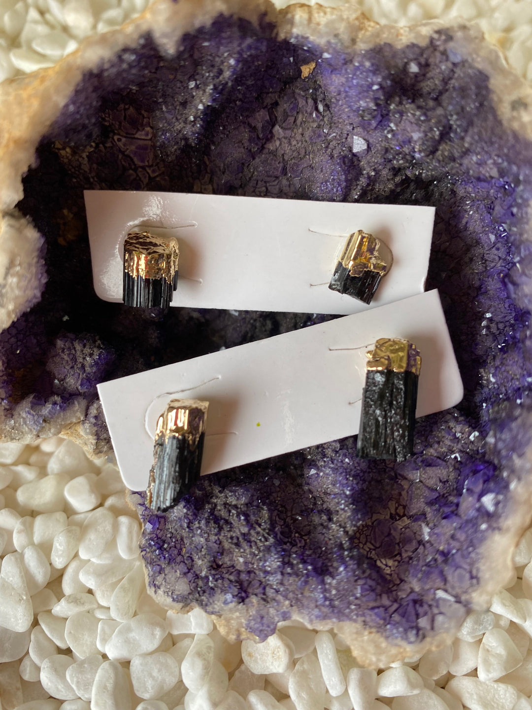 Black Tourmaline Stud Earrings