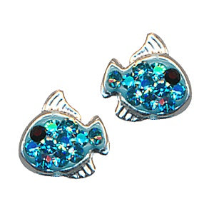 SS Blue Crystal Fish Studs