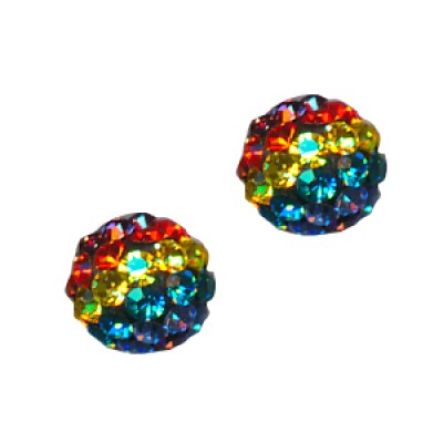 S/S Rainbow Crystal Ball Stud
