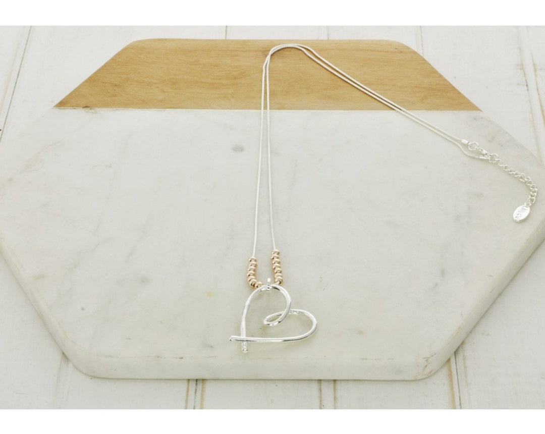 LillyCo Mixed Angle Heart Necklace