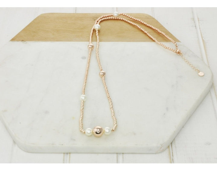 LillyCo Rose Gold & Pearl Necklace