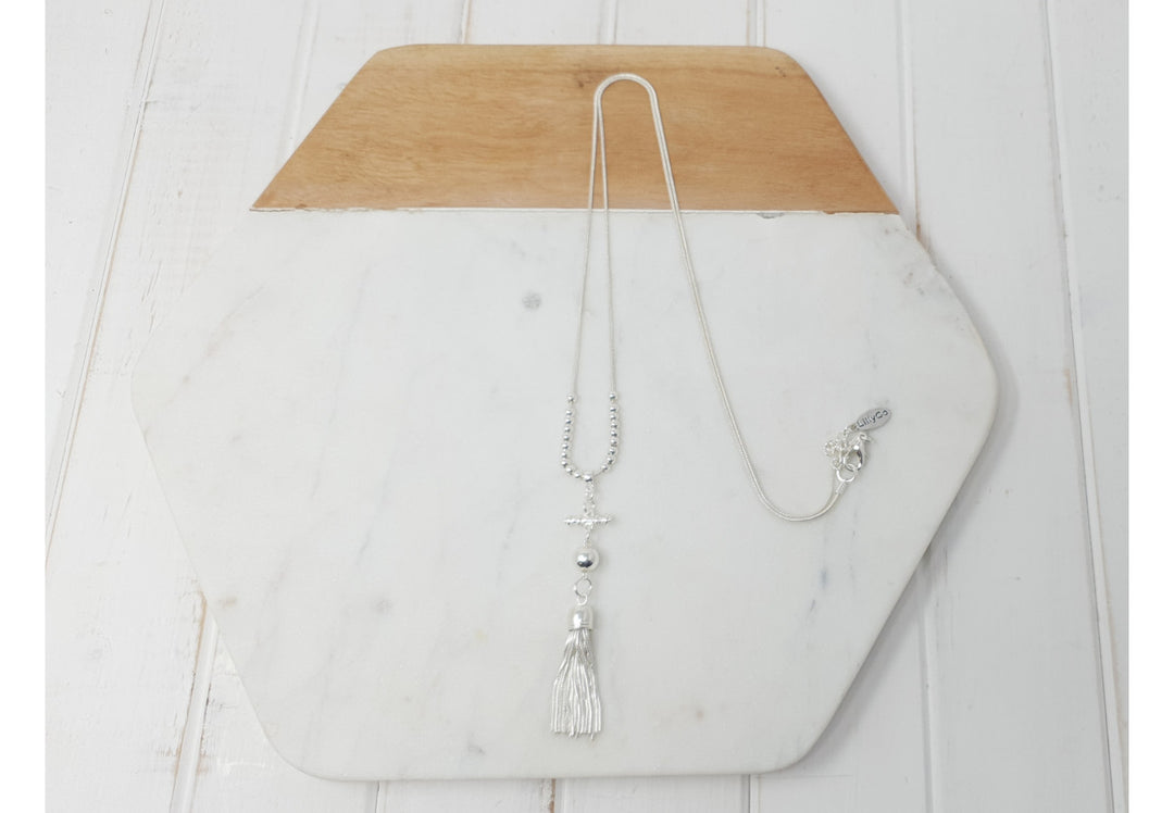 LillyCo Bead & Tassel Necklace