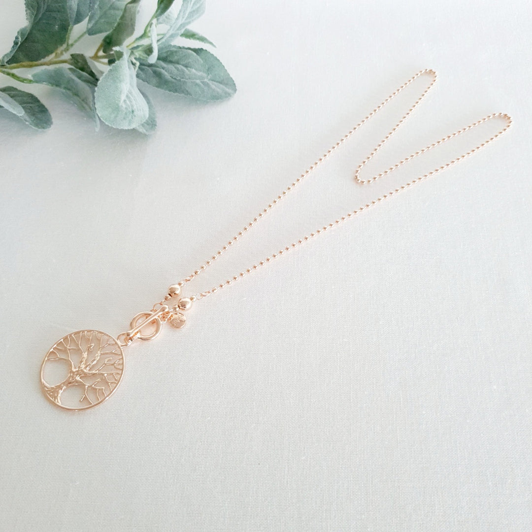 Rose Gold Fob / Tree of Life Necklace