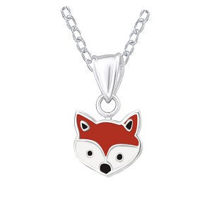 SS Enamel Fox Pendant + Chain