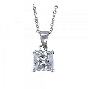 S/S White CZ Claw Square Pendant with 45cm Chain + 5cm Extender