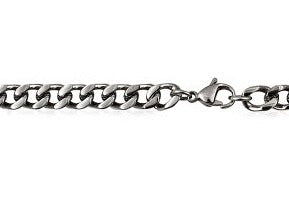 Stainless Steel Bevelled Curb Diamond Cut Chain Bracelet - Mens
