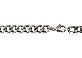 Stainless Steel Bevelled Curb Diamond Cut Chain - Mens