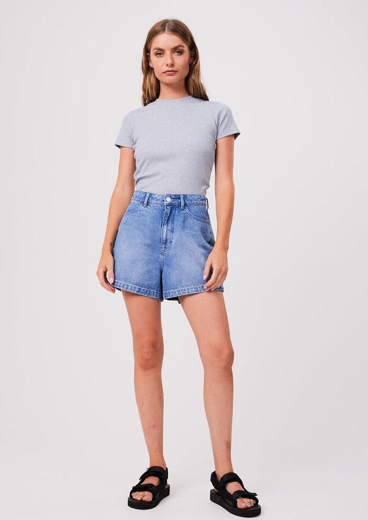 Replay Hemp Ribbed Tee - Grey Marle