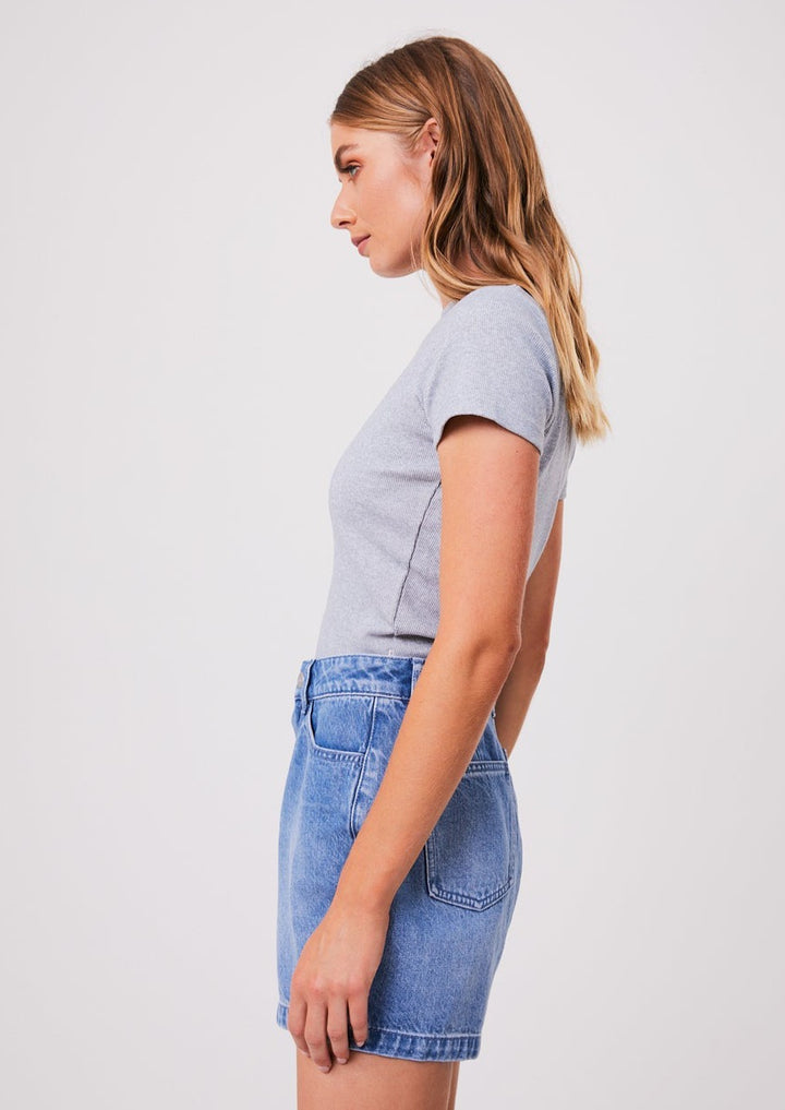 Replay Hemp Ribbed Tee - Grey Marle