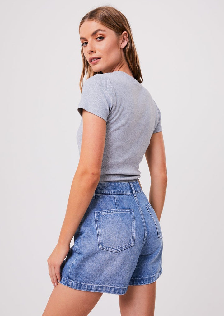Replay Hemp Ribbed Tee - Grey Marle