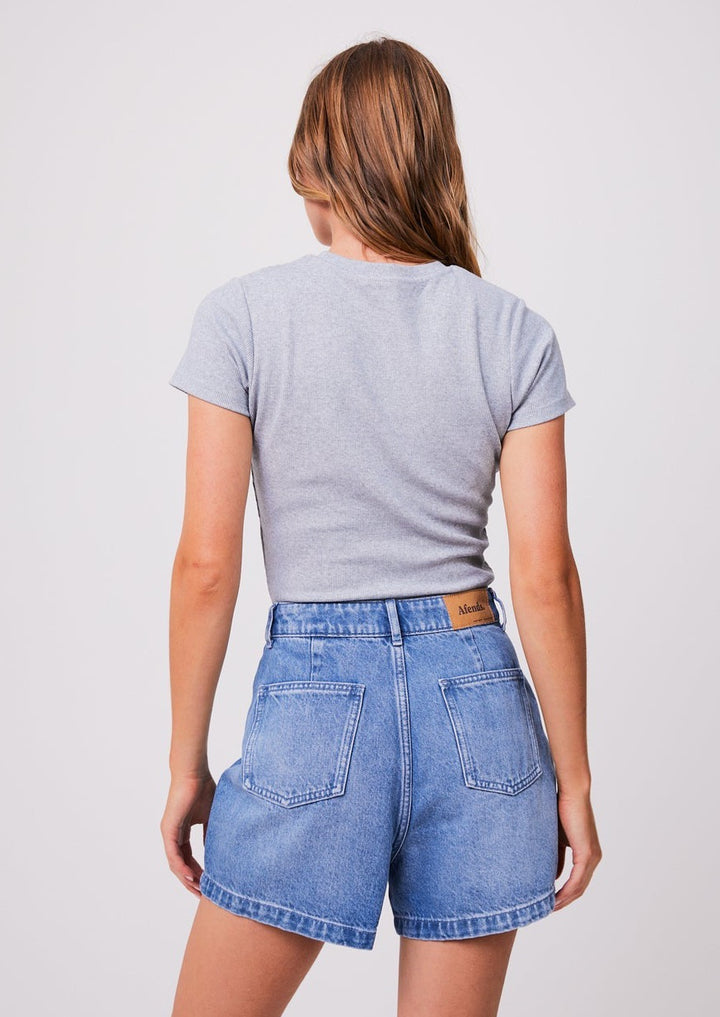 Replay Hemp Ribbed Tee - Grey Marle